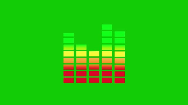 Audio frequency equalizer bar animation, equalizer box icon on a green background, motion graphics, 4K video.