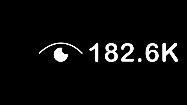 Views count 1,000,000 views with view icon sign social media insight peak stream animation on transparent background, 4k video