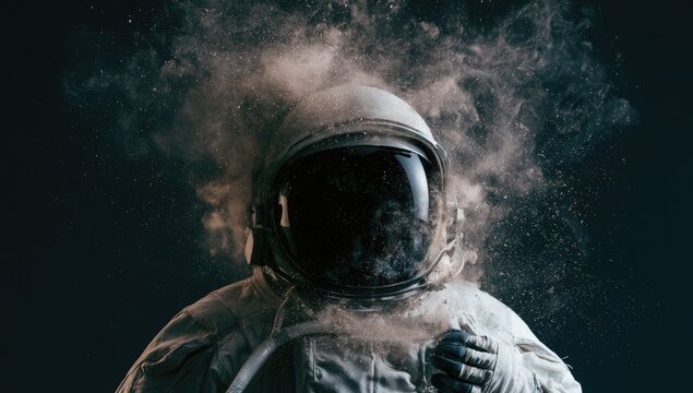 Astronaut engulfed in cloud of particulate matter