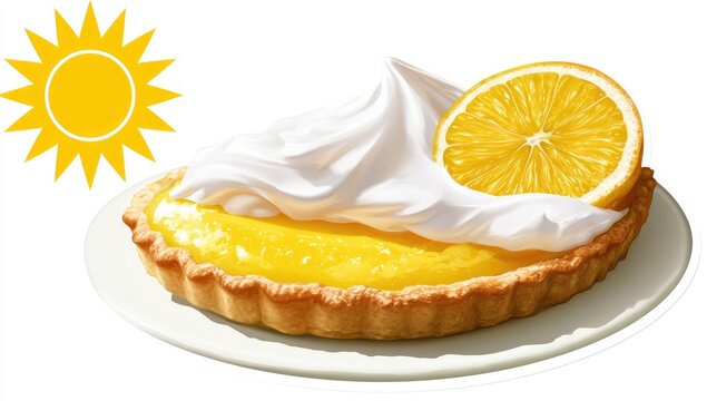 A bright, sunny day highlights a delicious lemon meringue tart