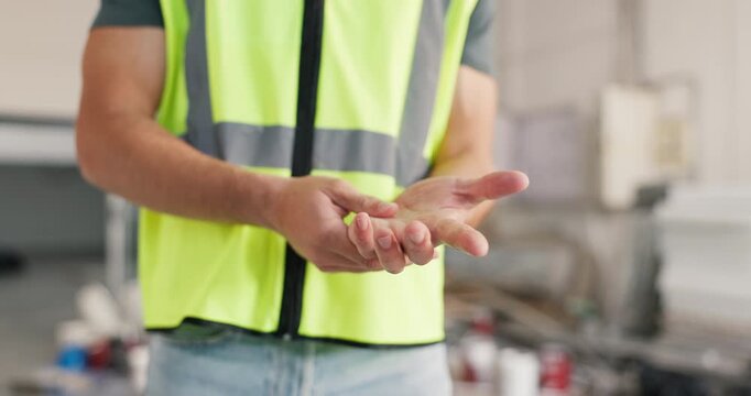 Man, architect or hands with wrist pain on construction for carpal tunnel syndrome or arthritis. Male person, sore arm or injury with joint inflammation for muscle tension, fibromyalgia or discomfort