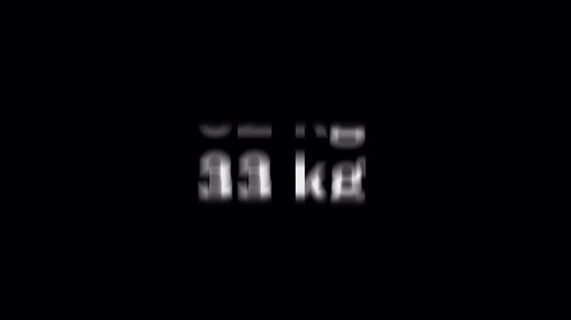 dynamic scrolling weight 100 kg, counting kilogram from 0 to 100 kilogram on transparent background, 4k video
