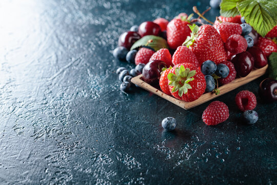 Berries closeup colorful assorted mix.