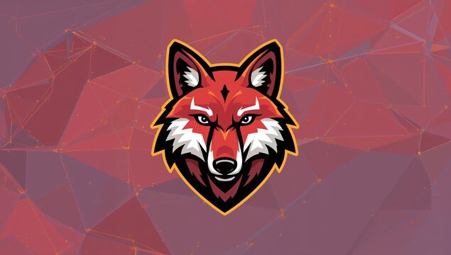 Red Fox Mascot Illustration on Geometric Background