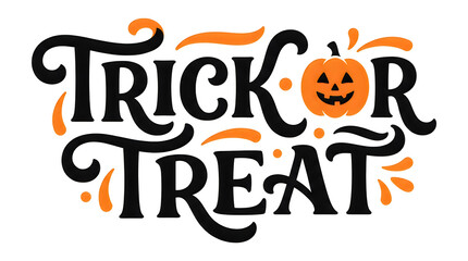 Trick or Treat Halloween typography design with a cute jack o lantern pumpkin icon © MD ACHADUL ISLAM