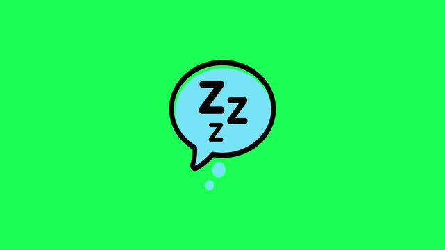 Cartoon sleep bubble illustration on a bright green background