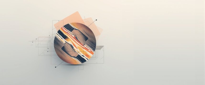 Abstract Geometric Design with Circular Shape and Layered Elements on Light Background