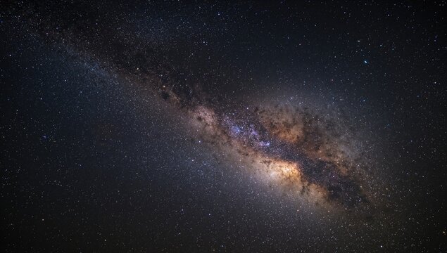 Galactic Spiral in Night Sky with Stars and Colorful Nebulae