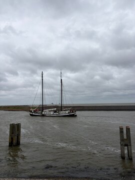 Traditional Sailing Vessel in Friesland Harbor