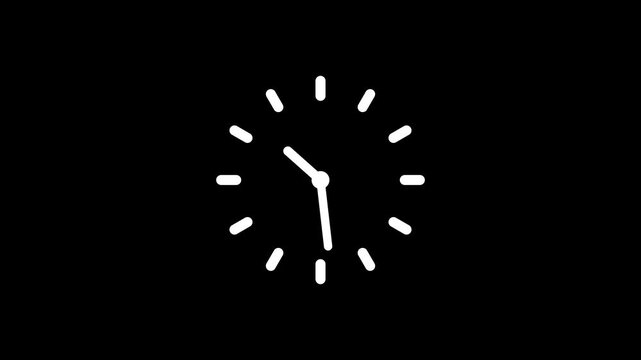 White clock time face animation 4k video.