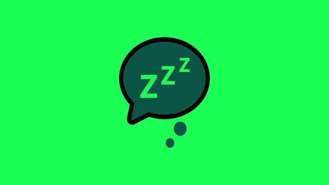 Sleeping thought bubble icon on bright green background