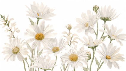 Obraz premium White Daisy Flowers Arrangement on Light Background Enhancing Natural Beauty