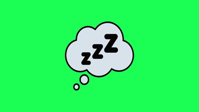 Sleeping thought bubble cartoon illustration on green background