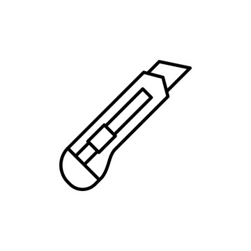 Clean line art icon of a box cutter utility knife for precision cutting.