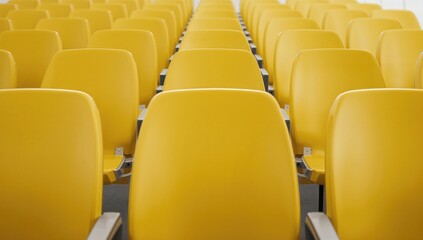 Fototapeta premium Rows of Yellow Chairs in a Bright Modern Space