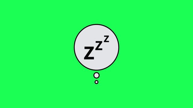 Sleeping speech bubble cartoon illustration on green background
