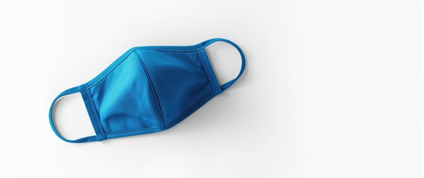 Blue Fabric Face Mask Isolated on White Background