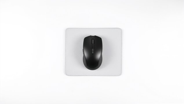 Wireless Mouse on a Light Mouse Pad Isolated on White