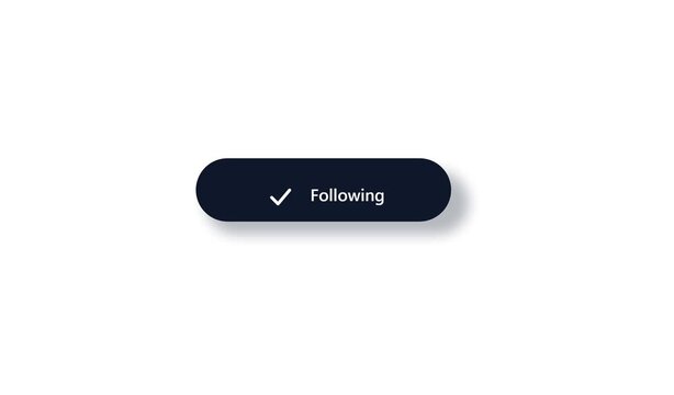 Animated follow button motion video. motion graphic animation showing social media button switching between follow and following states on clean white background.