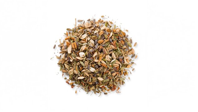 Dried Mixed Herbs Pile Isolated on White Background