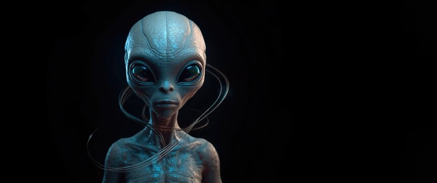 Alien Creature with Large Eyes in Dark Setting