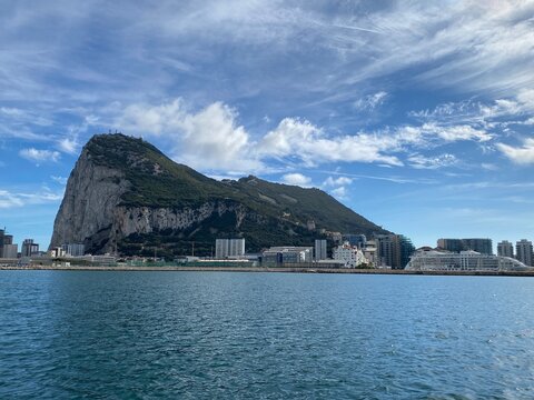 Title:
The Rock of Gibraltar and Waterfront Skyline Viewed from the Sea
