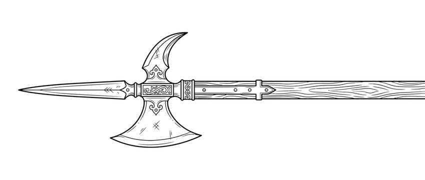 Halberd weapon medieval polearm isolated on white