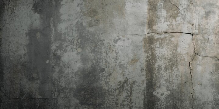 Textured Gray Concrete Wall with Cracks and Stains