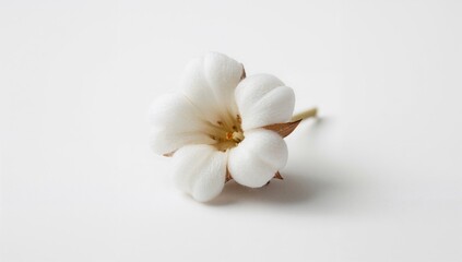 Fototapeta premium Cotton Flower Isolated on White with Soft Petals