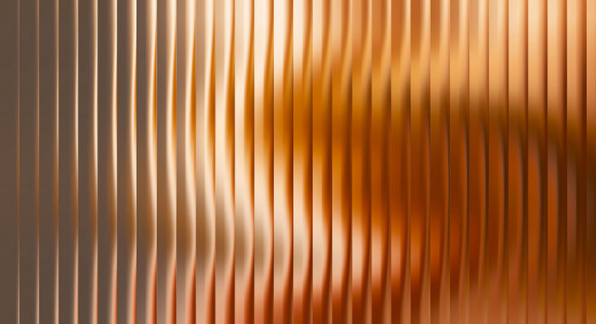 Vertical wavy metallic ribbed texture in warm copper and gold tones