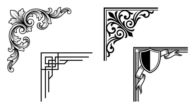 Decorative ornate corner frame borders for page design.