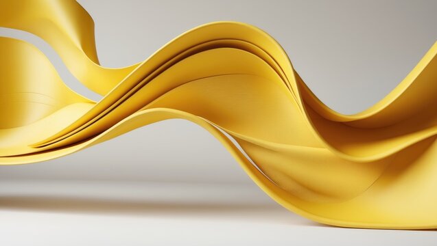 Abstract Yellow Waves Flowing in Smooth Curves Against a Light Background