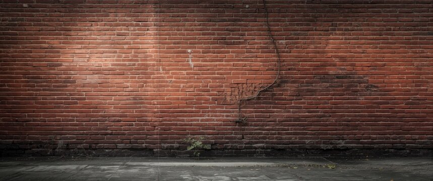 Textured Red Brick Wall with Cracks and Subtle Lighting