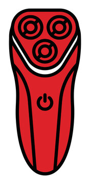 Modern electric razor vector illustration featuring vibrant red color scheme and sleek professional minimalist design style