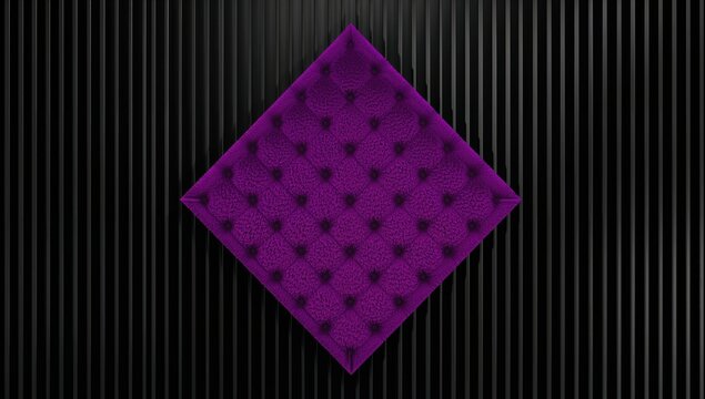 Purple Diamond Shaped Textile With Tufts on Black Background