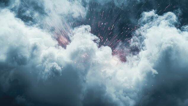Dramatic Cloud Formation with Explosive Light Effects in Dark Sky