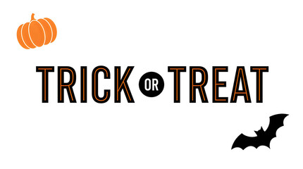 Trick or Treat Halloween typography design with pumpkin and bat illustration © MD ACHADUL ISLAM