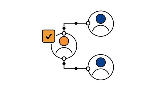 A connected flowchart links a checklist icon with two separate person icons representing the hiring process interview workflow and recruitment steps