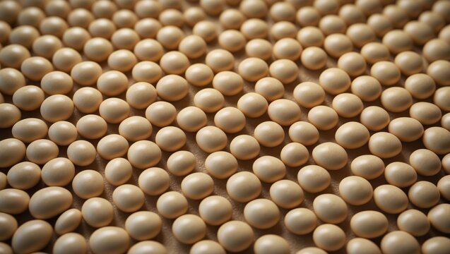 Beige Eggs Arranged Close Together on a Surface in Soft Lighting