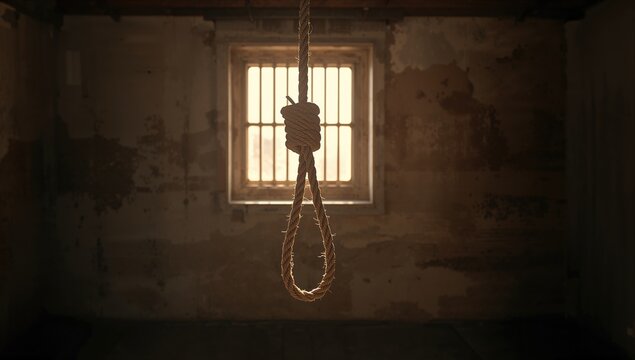 Hanging Noose in an Abandoned Room with Window Light