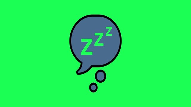 Sleeping thought bubble cartoon illustration on green background