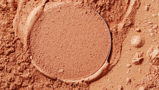 Blush Powder with Circular Pan Surrounded by Loose Powder on Surface