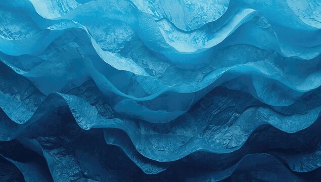 Abstract Blue Waves in Layered Textures with Cool Tones