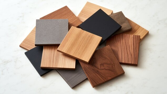 A collection of small, square samples of various wood and stone textures