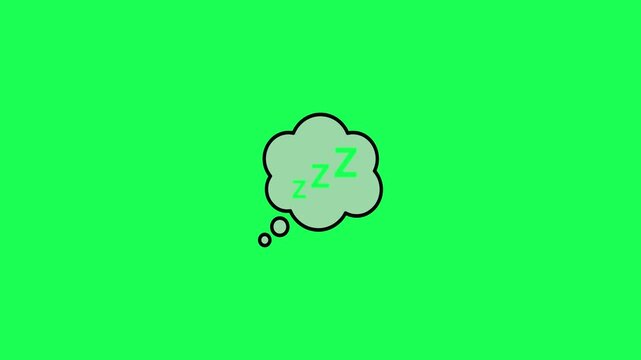 Sleeping thought bubble illustration on bright green background