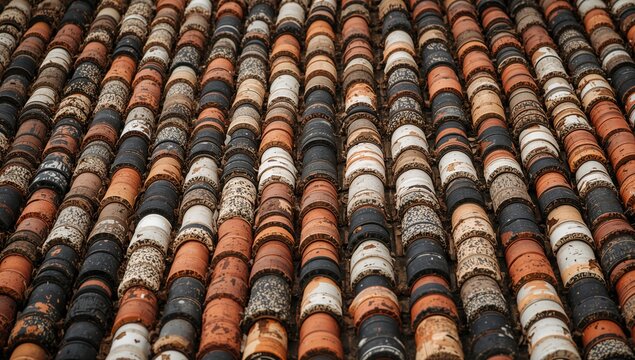 Terracotta Roof Tiles Textured Pattern in Earthy Tones
