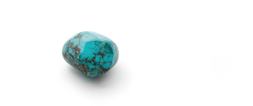 Turquoise Gemstone Isolated on White with Natural Patterns