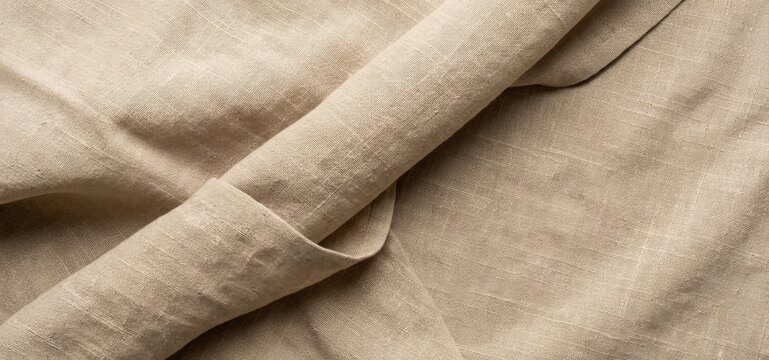 Beige Linen Fabric Wrinkled Texture Overlap