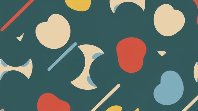 丸みを帯びた図形が漂うミッドセンチュリー柄