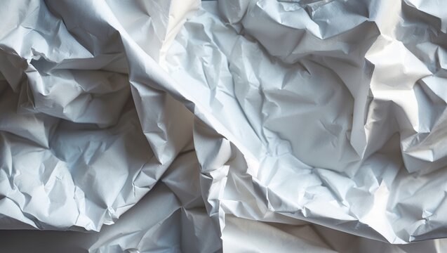 Crumpled White Paper Texture in Natural Light